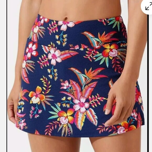 TOMMY BAHAMA ISLAND CAYS Navy Floral PICKLEBALL GOLF SWIM SKORT SKIRT S 4 6 - Picture 1 of 5